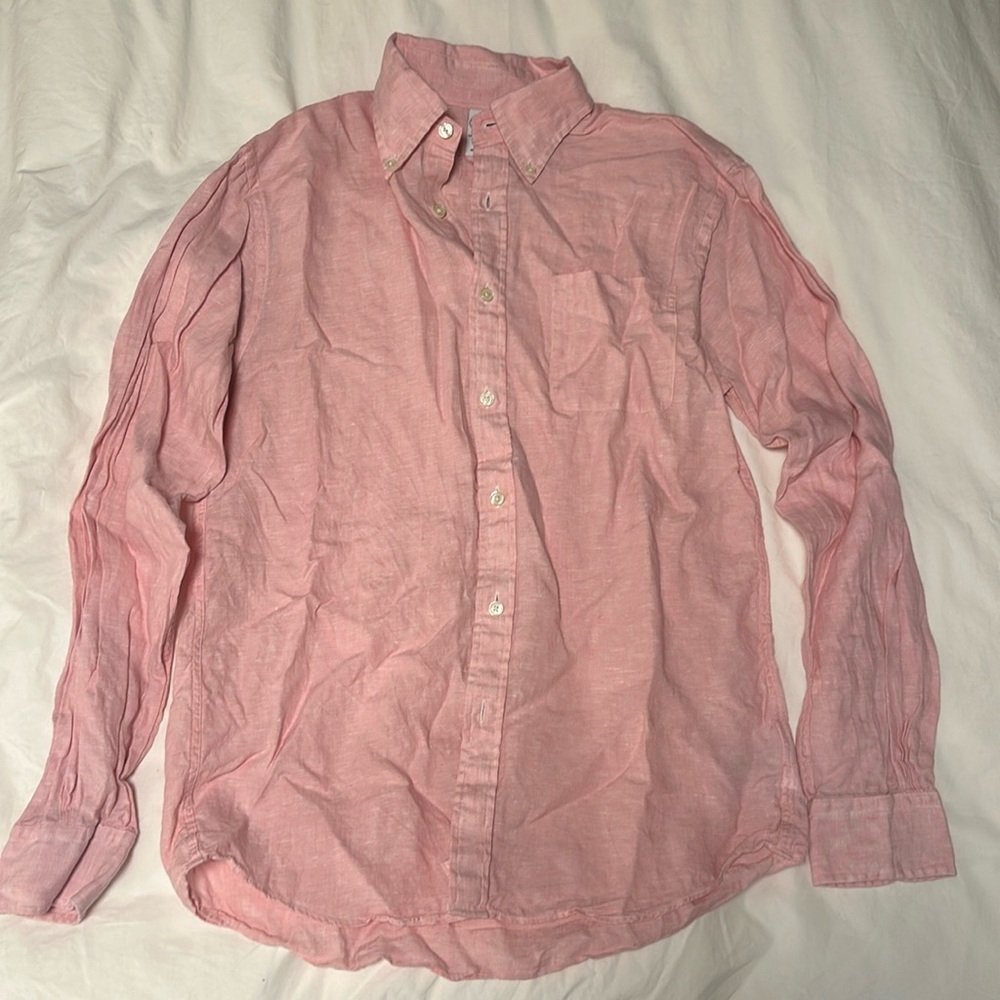 Pink Linen Shirt, Men's S - Brooks Brothers